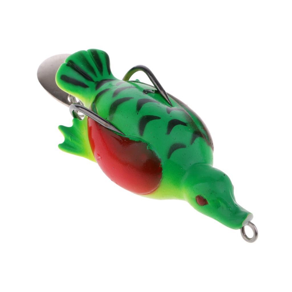 2pcs Plastic Fishing Lure Bait Life-like Duck Spoon Lures Hook Baits Tackle Green, Yellow