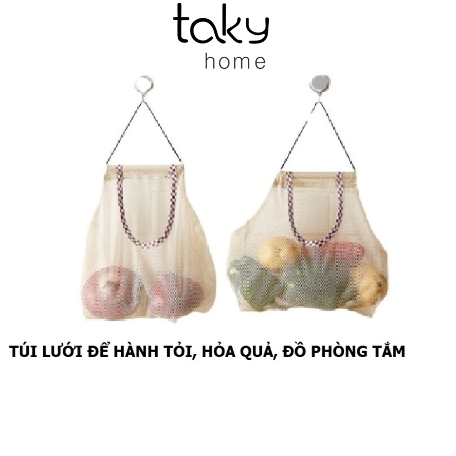 Túi Lưới Đa Năng, Đựng Hành Tỏi, Hoa Quả Cho Nhà Bếp, Túi Đựng Mỹ Phẩm, Vật Dụng Cá Nhân, Tặng Kèm Móc Dán, Taky Home 5270