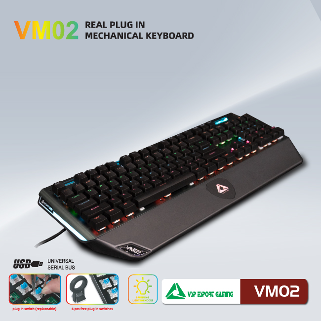 Bàn phím cơ VSP eSport HOANGNHAN Gaming VM02 - Hàng Chính Hãng