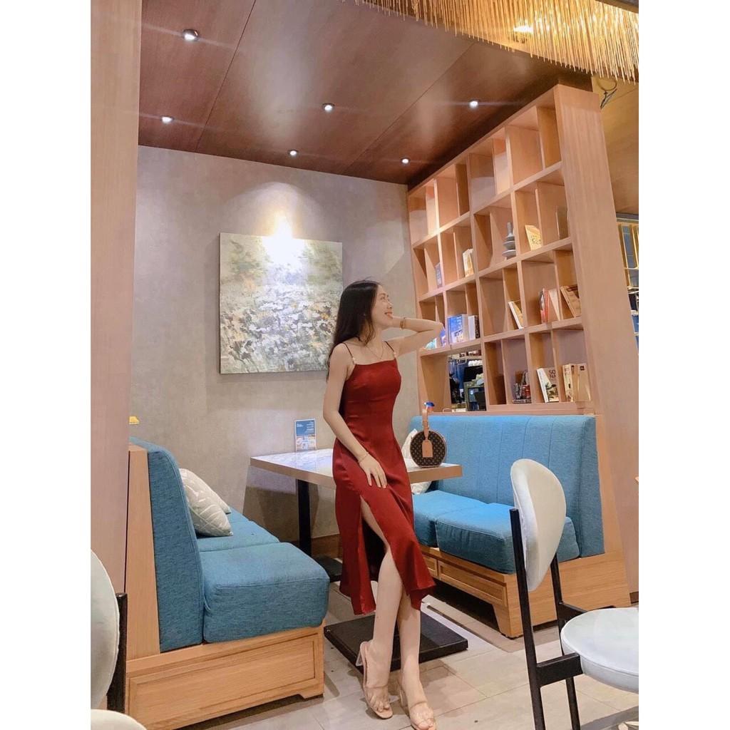 Đầm maxi 2 dây đính cườm xinh xắn có mút - hàng thiết kế cao cấp