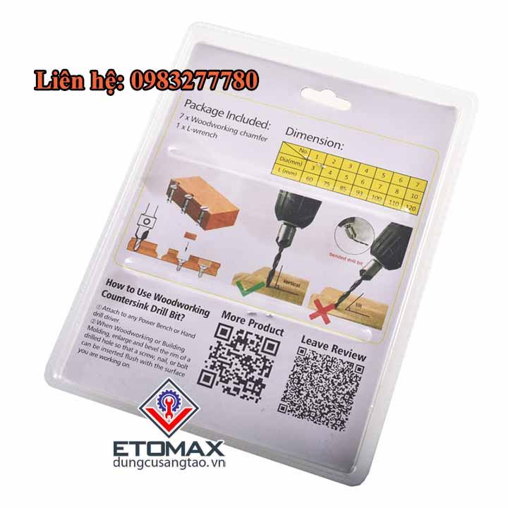 Bộ 7 Mũi Khoan Mồi Bắt Âm Vít Trên Gỗ Từ 3mm Đến 10mm