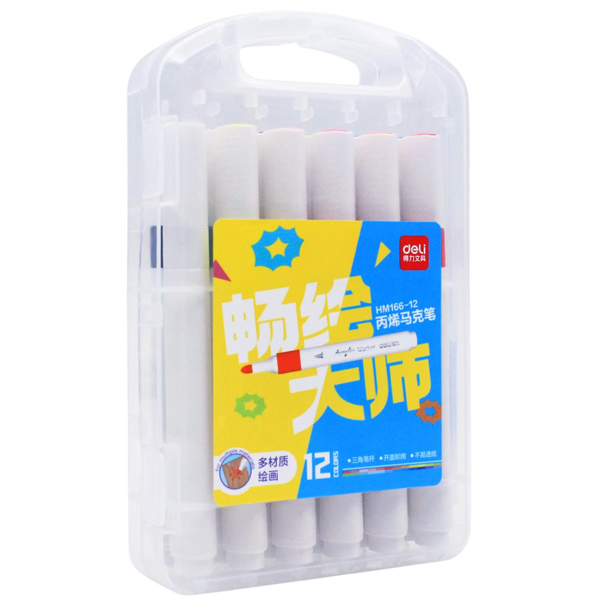Hộp 12 Bút Màu Acrylic Marker - Deli HM166-12