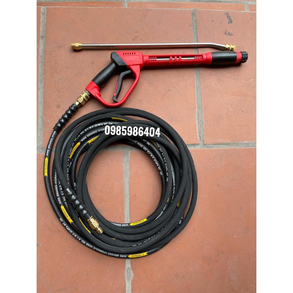 Dây rửa xe 3 lớp bố thép cao áp 20m + kèm khớp nối nhanh 3/8