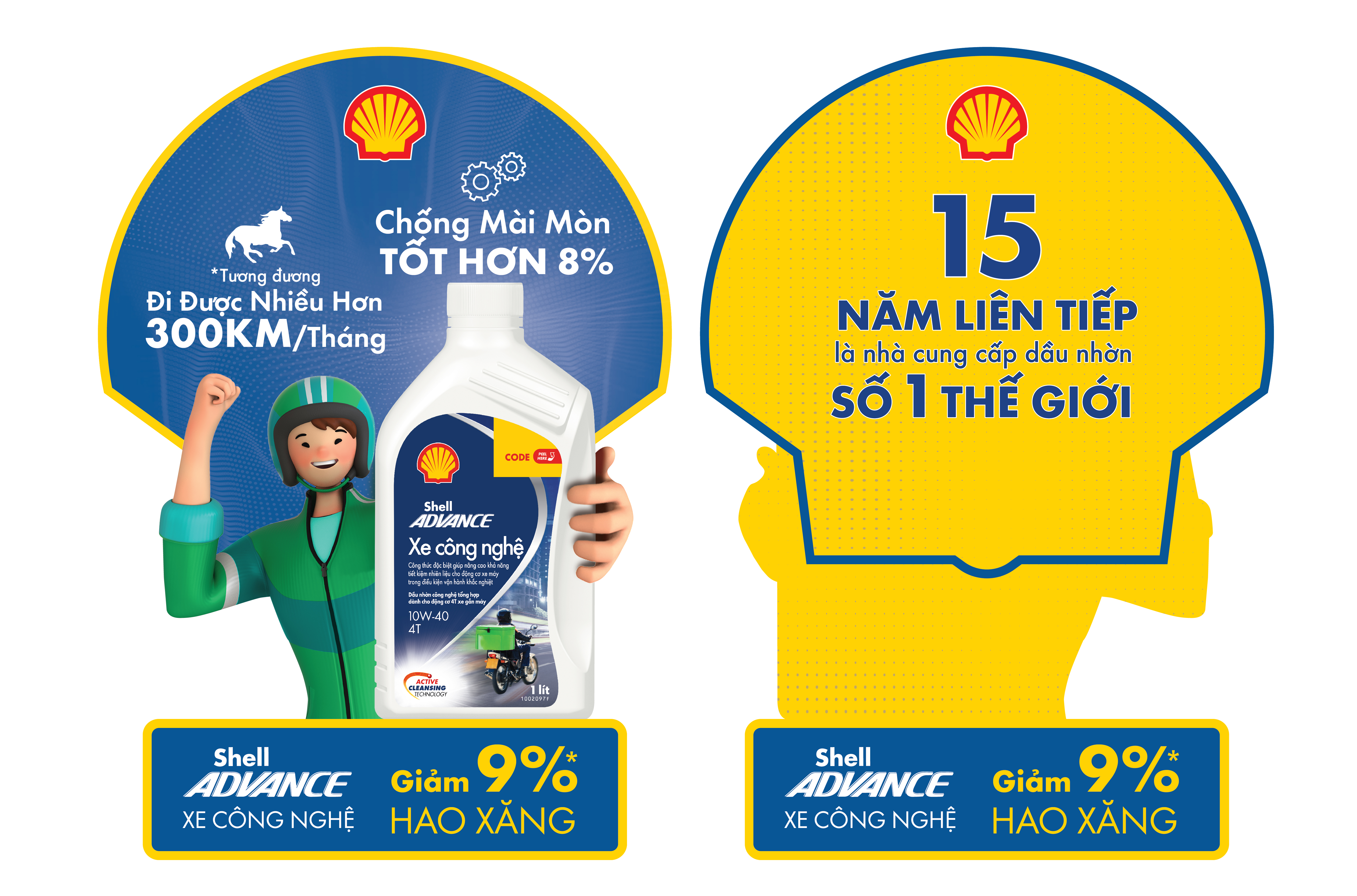 Dầu nhớt 4T Shell Advance TECHBIKE Scooter xe công nghệ 10W40 SN 0.8L