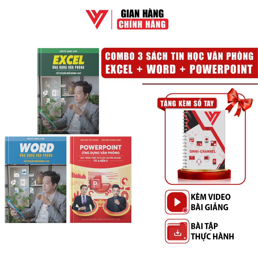 Combo 3 Sách Excel - Word - PowerPoint Ứng Dụng Văn Phòng Có Kèm Khoá Học Online ĐÀO TẠO TIN HỌC