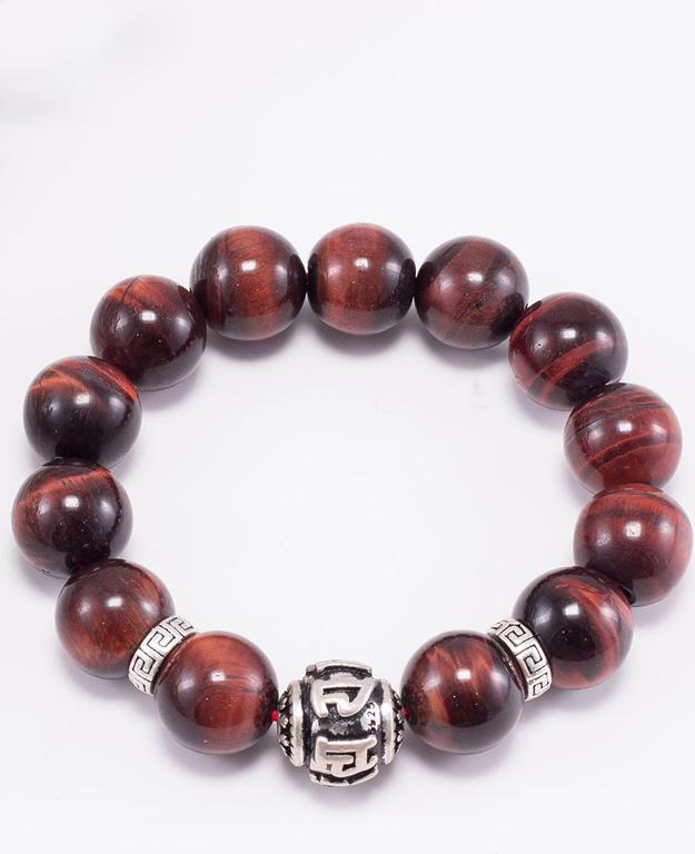 Vòng tay đá thạch anh mắt hổ phối charm lục tự bạc  Ngọc Quý Gemstones