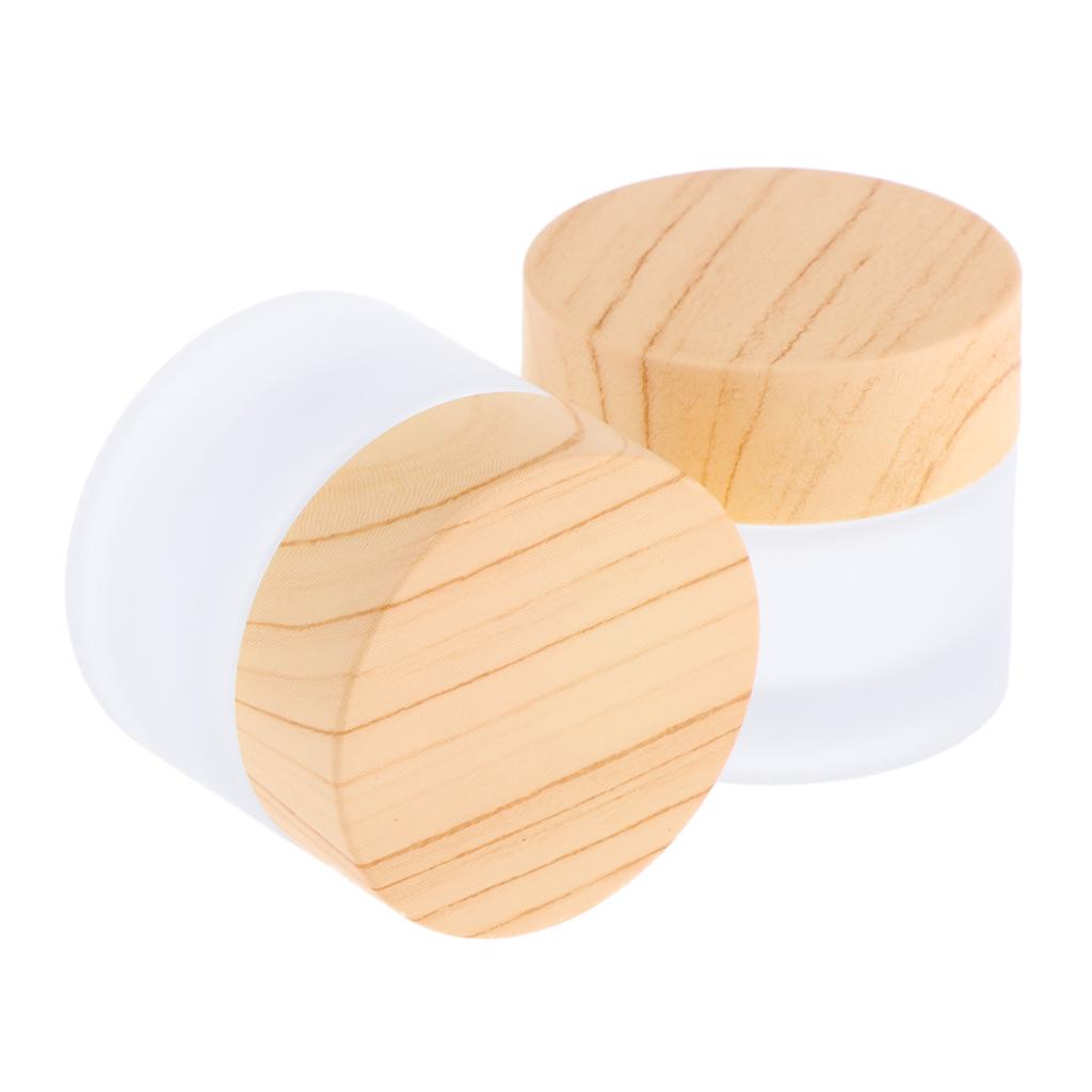 5/10/15/30/50g, Empty, Frosted Glass Pot Jars, Cosmetic Containers, 2pcs