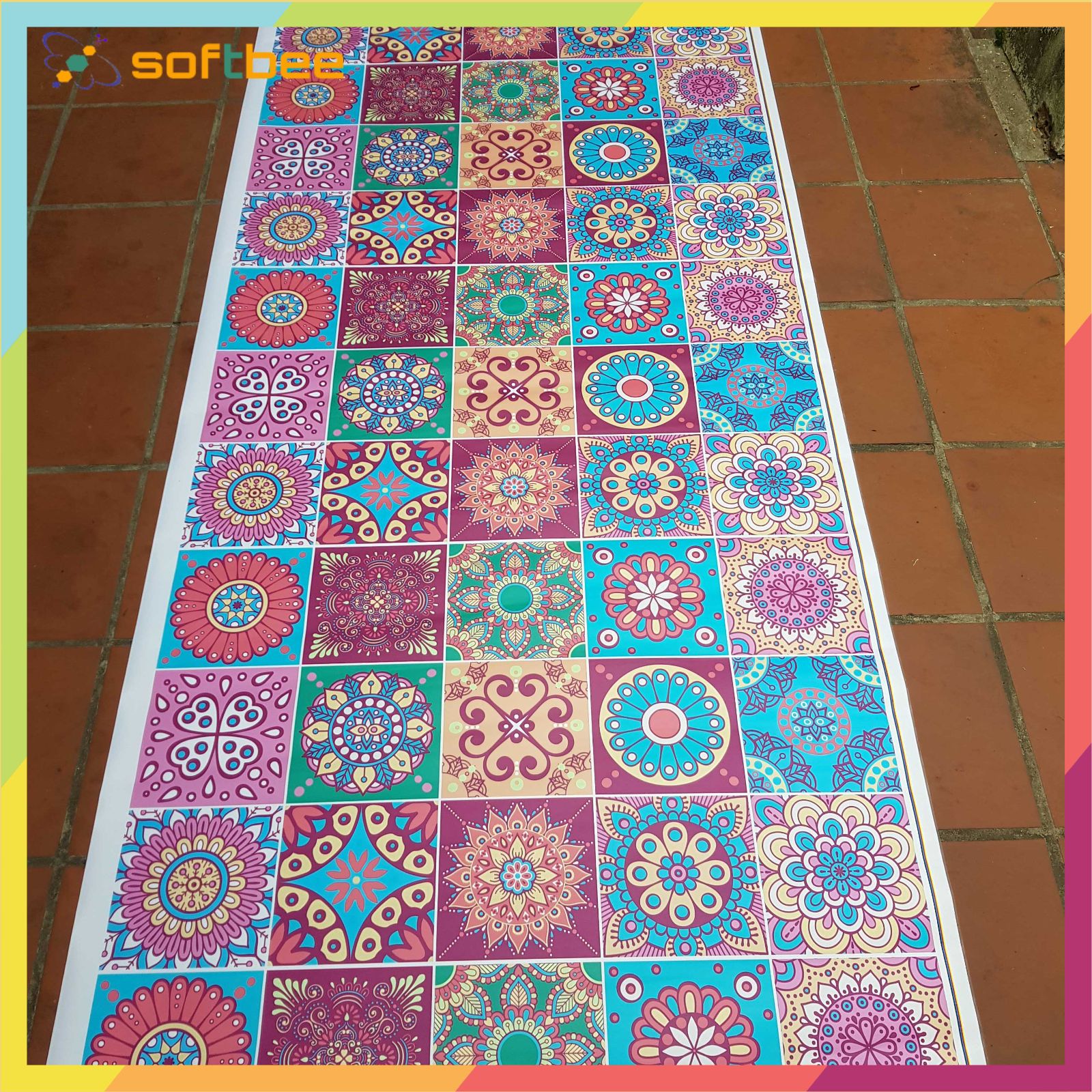 Decal gạch bông dán bếp dán bàn dán trang trí, kích thước 0.6m x 1.0m / miếng, hình ảnh in rõ nét, keo ám dính tốt
