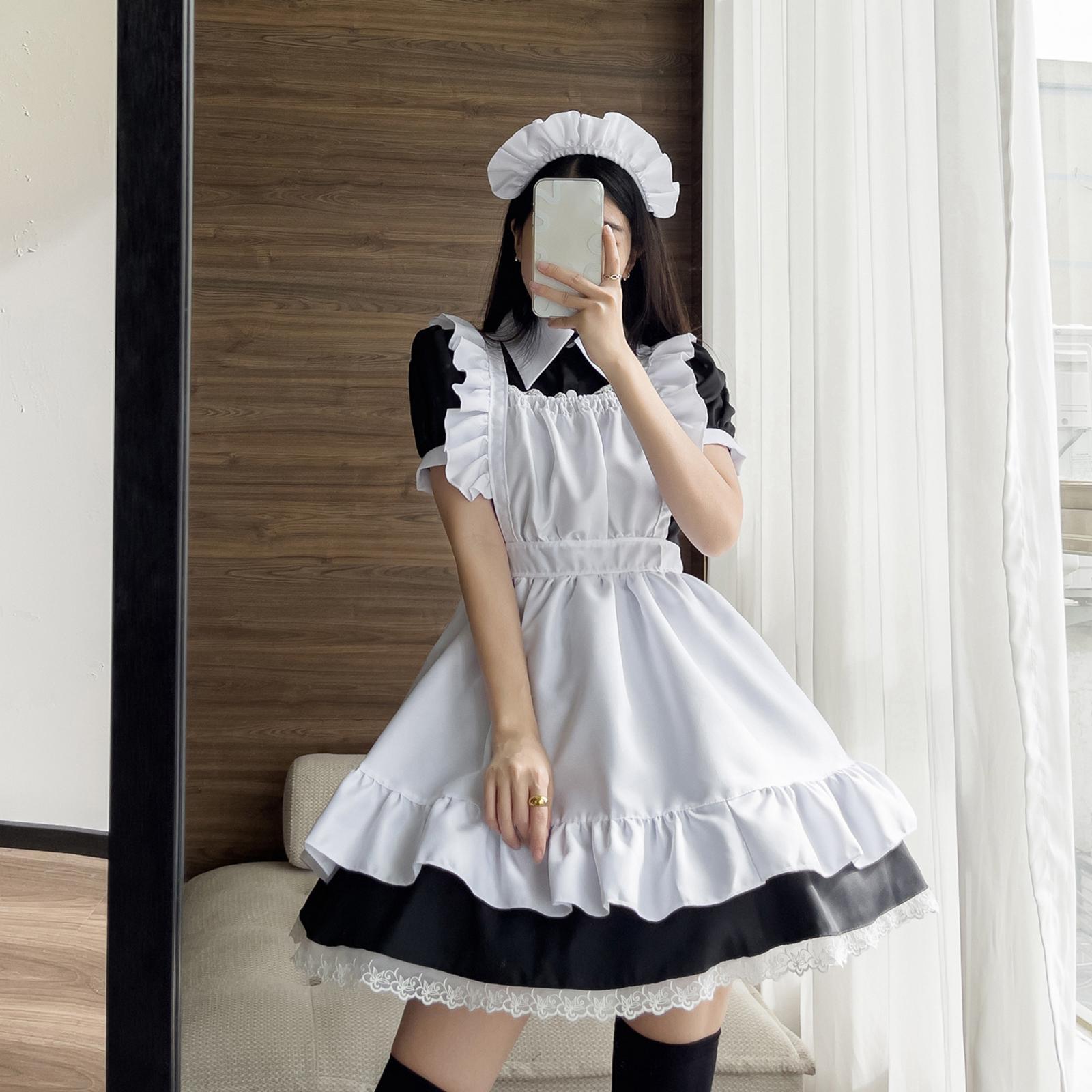 Classic Maid Costume for Halloween Fancy Dress Japanese Anime Outfit Party