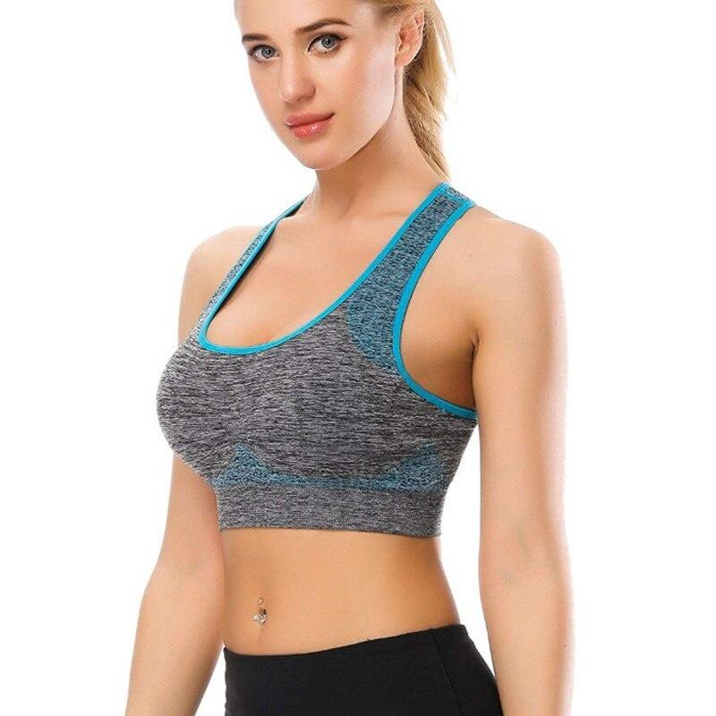 Shockproof Quick Dry Sports Bra Women Padded Gather Yoga Bra Push Up Gym Running Bra Seamless Workout Fitness Bra Top