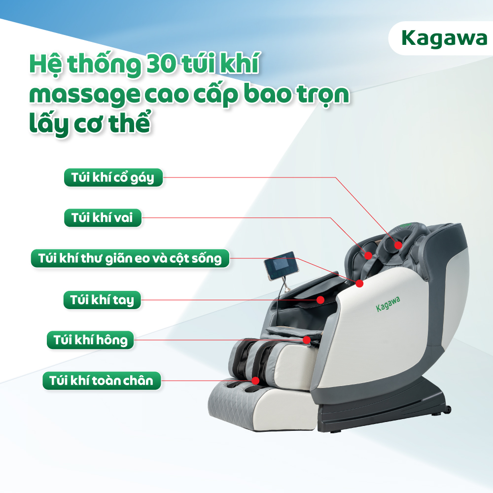 Ghế massage toàn thân Nhật Bản KAGAWA K5 Con Lăn 4D Cao Cấp đa chức năng, công nghệ quét AI dò tìm huyệt đạo