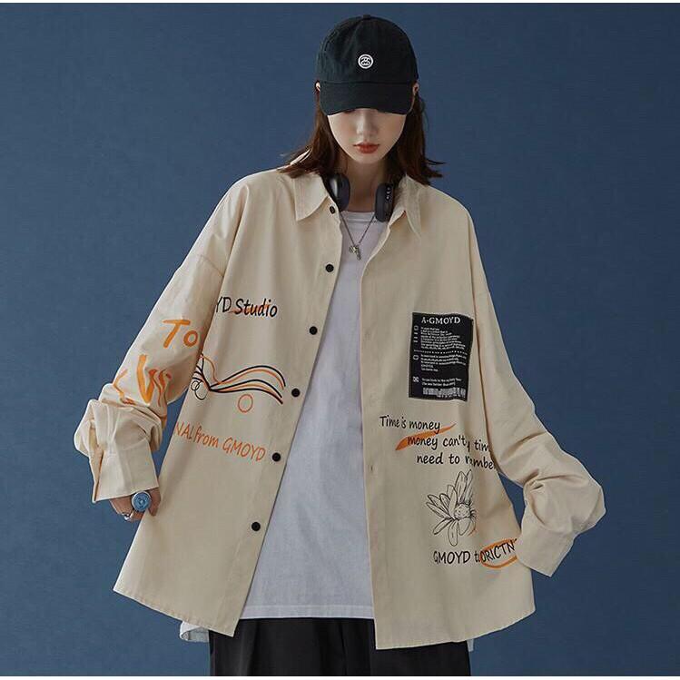 Hình ảnh Áo sơ mi khoác ngoài form rộng unisex - somi nam nữ oversize số 7 a