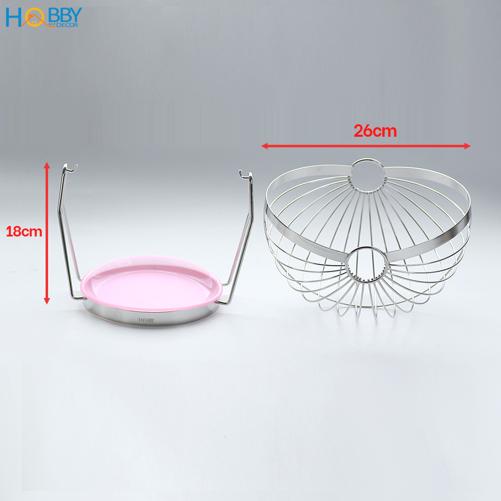 Hình ảnh Rổ đựng trái cây decor bàn ăn HOBBY Home Decor RTC chuẩn Inox 304 không rỉ sét kèm khay nhựa hứng nước có thể xoay được