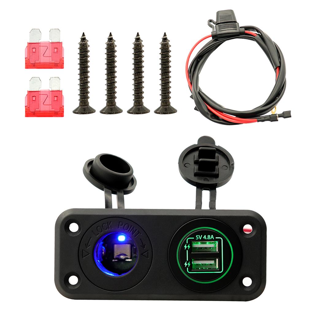 Car Marine Charger 12-24V Waterproof Dual USB Fast Charger Socket Power Outlet