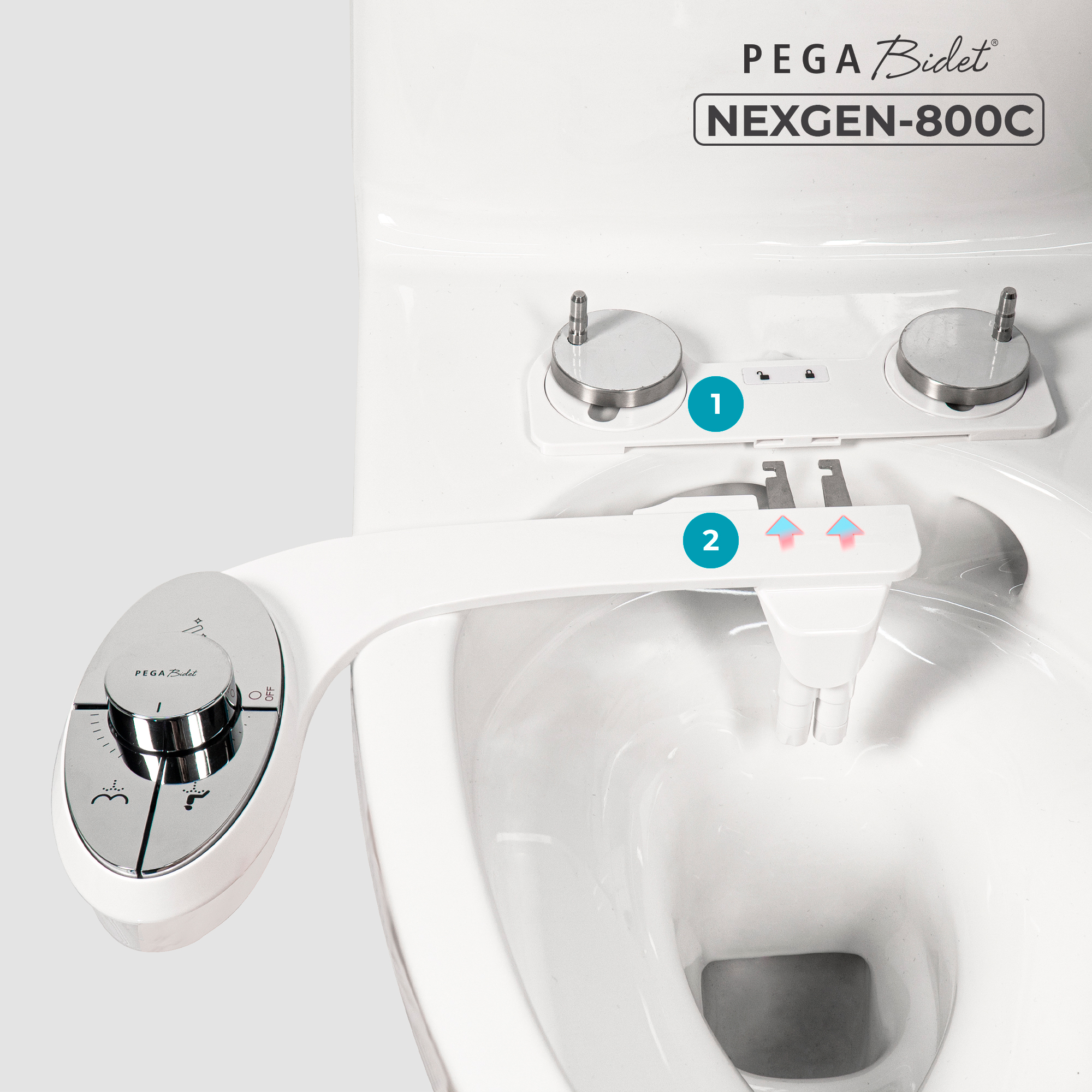 Vòi Xịt, Vòi Rửa Vệ Sinh Thông Minh PEGA Bidet LUX NEXGEN-800C Thế Hệ Mới, 2 Vòi Rửa Có Chức Năng Chuyên Dụng Cho Nữ, Dễ Lắp Đặt, Rất cần cho Trẻ Em, Người Già và Phụ Nữ Mang Thai - Thương Hiệu Mỹ