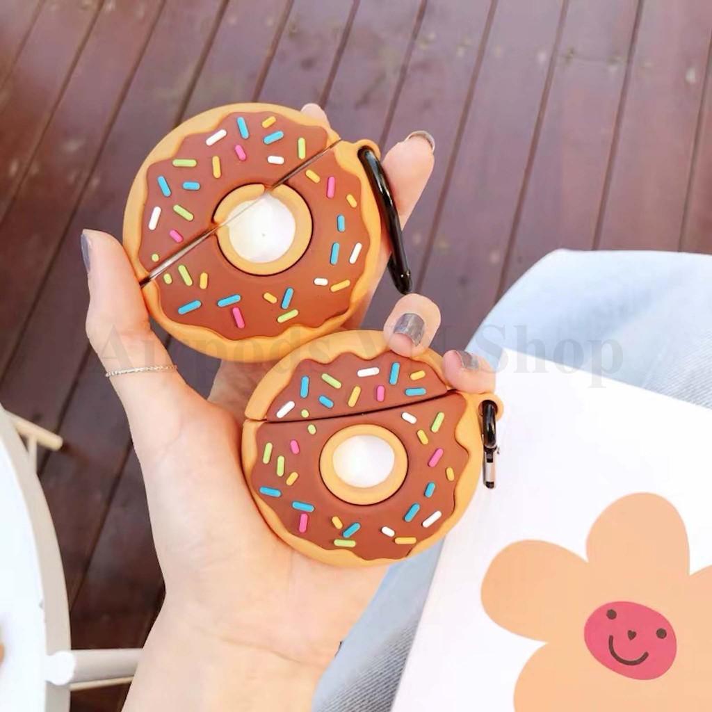 Bao Case Ốp dành cho Airpods 1/2 bánh Donut silicon 3d cao cấp
