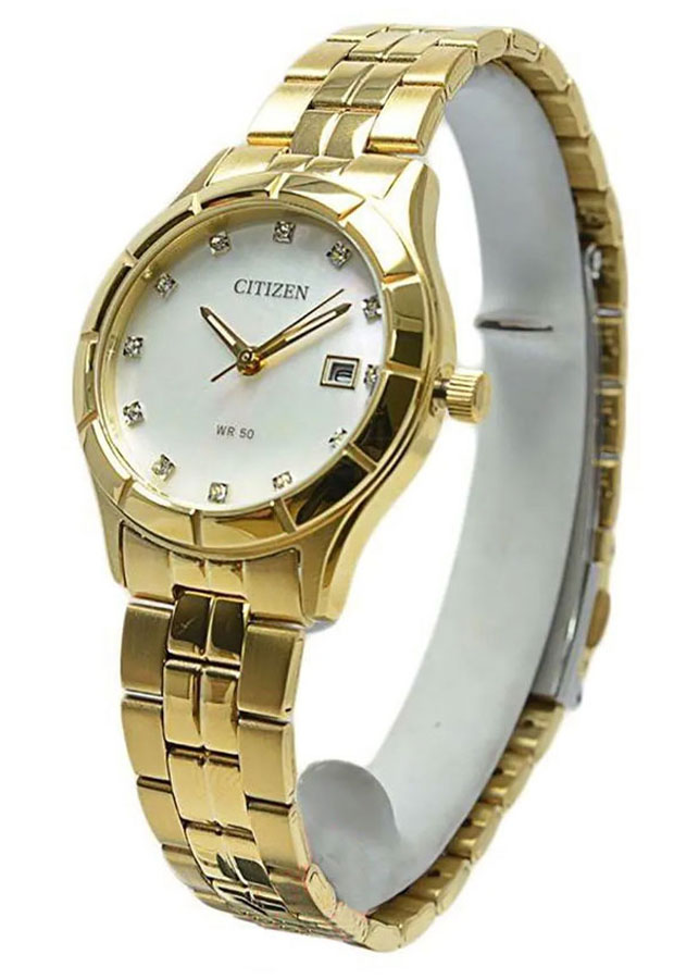 Đồng Hồ Nữ Citizen Đính Đá Swarovski Dây Thép Không Gỉ EU6042-57D - Mặt Xà Cừ