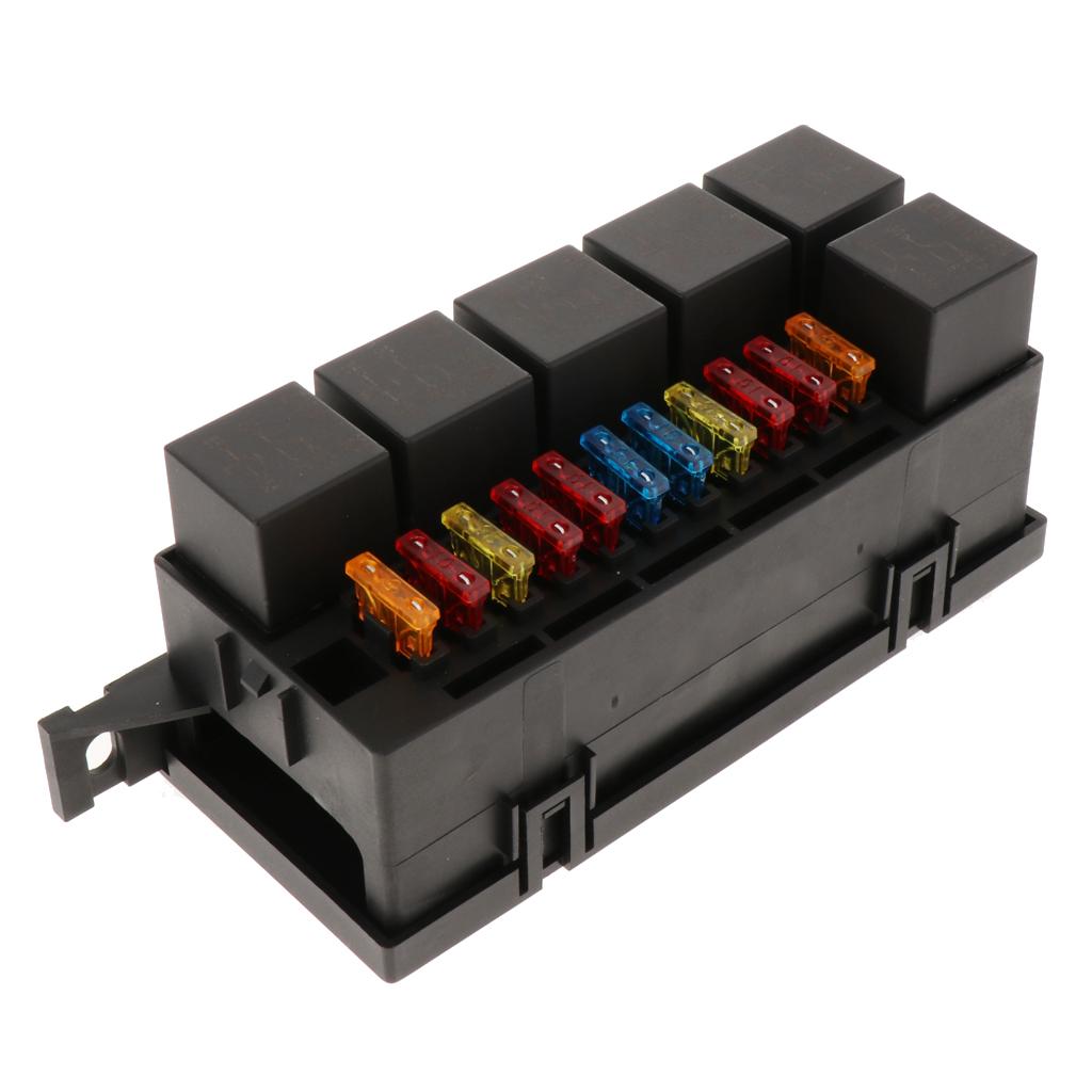 2x 11-Way Car Fuse Holder Relay Box With Terminals Relays Waterproof Connector
