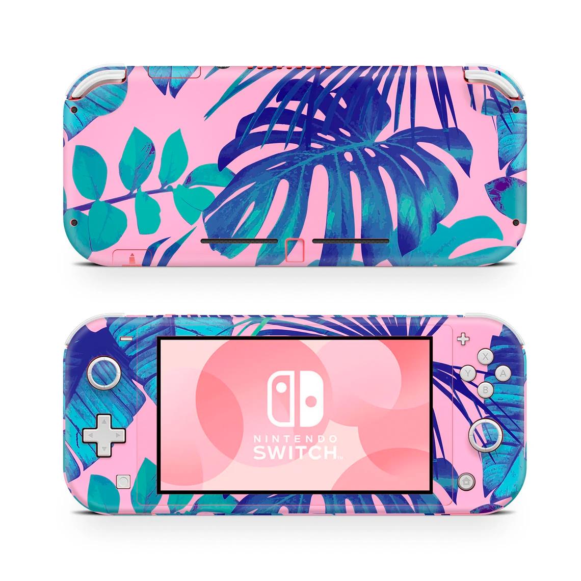 Skin decal dán Nintendo Switch Lite mẫu Tropical hồng xanh (dễ dán, đã cắt sẵn)