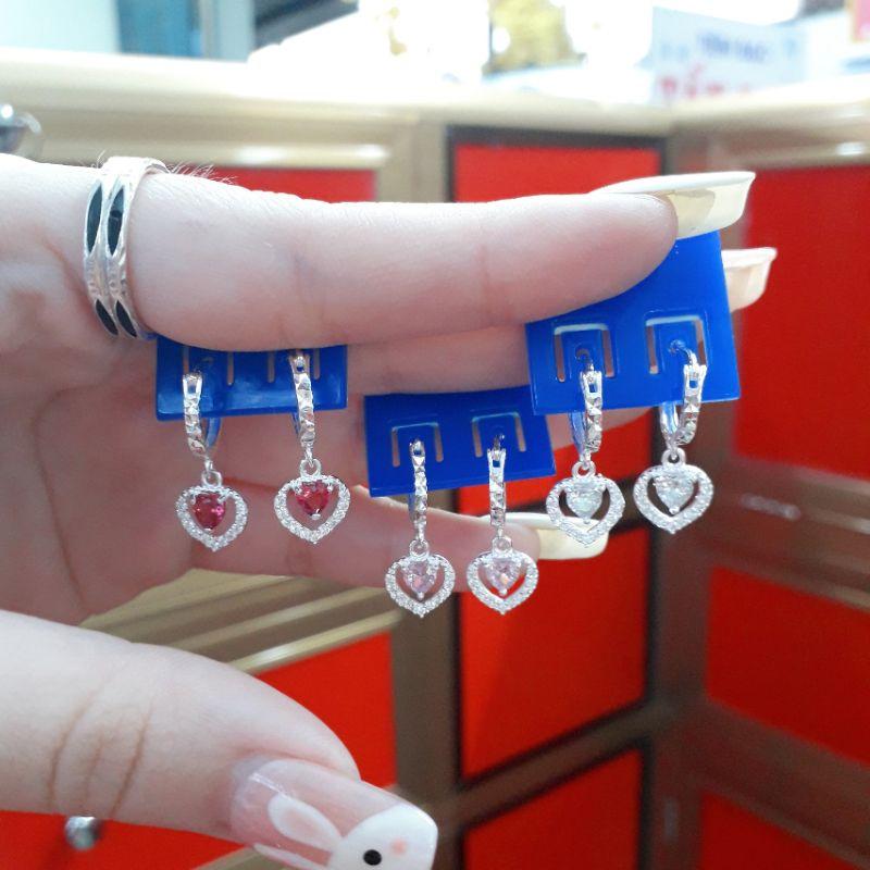 Bông tai tim bạc cho bé  YN JEWELRY SL