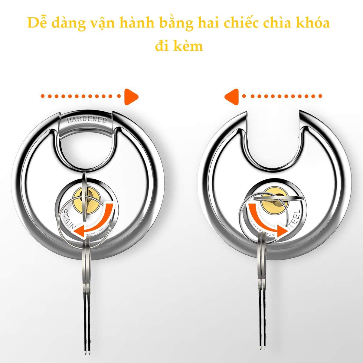 Ổ khóa đĩa tròn chống trộm, chống cắt vỏ inox cao cấp không gỉ, dành cho xe đạp, xe máy, nhà kho, cửa sổ, hộp lưu trữ, đường kính vòng khóa 9,5mm