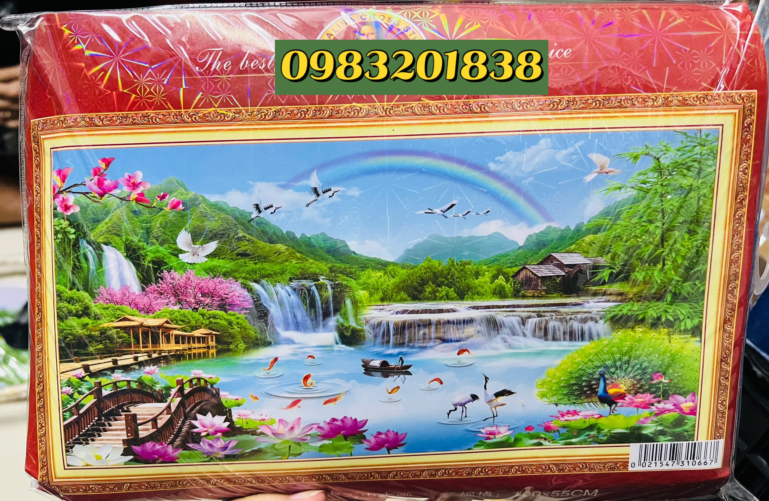 Tranh thêu kín phong cảnh E215, kích thước 100*55 cm