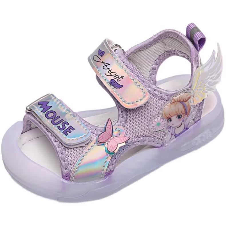 Cho Bé Sandal cho bé - sandal chống vấp cho bé quai vải công chúa có đèn led lấp lánh mã sandal918