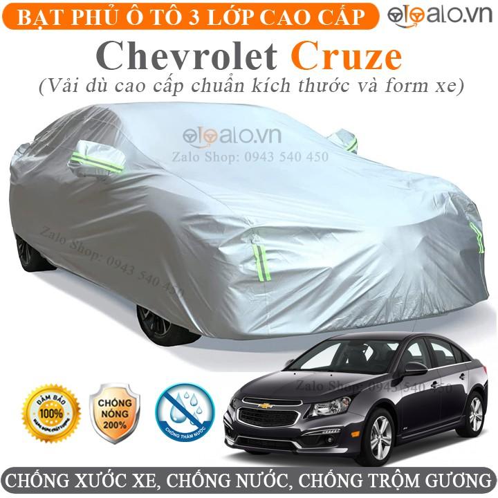 Bạt phủ xe ô tô Chevrolet Cruze 3 Lớp Cao Cấp Chống Nắng Nóng Chống Nước Chống Cháy Chống Bụi