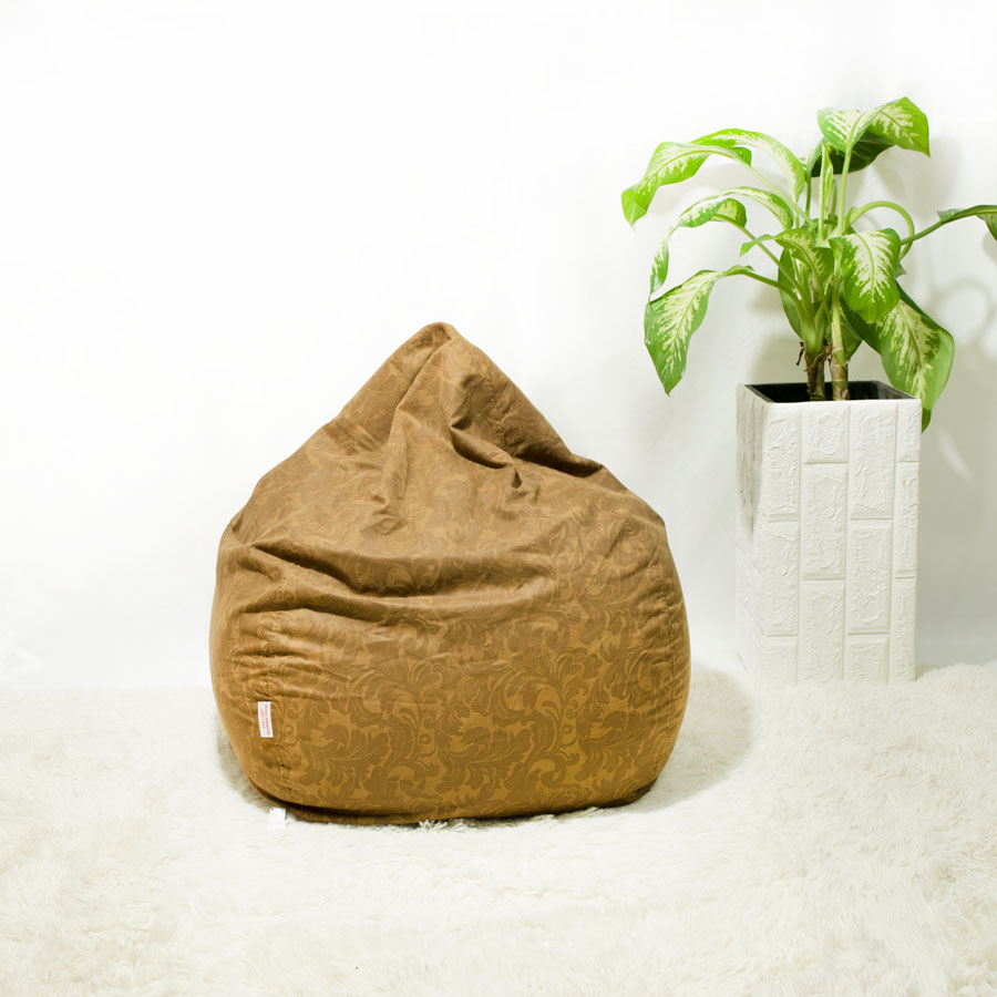 GHẾ LƯỜI GIỌT NƯỚC (TEARDROP BEANBAG) SIZE NHỎ MÀU NÂU HOA VĂN MS63 - The Beanbag House