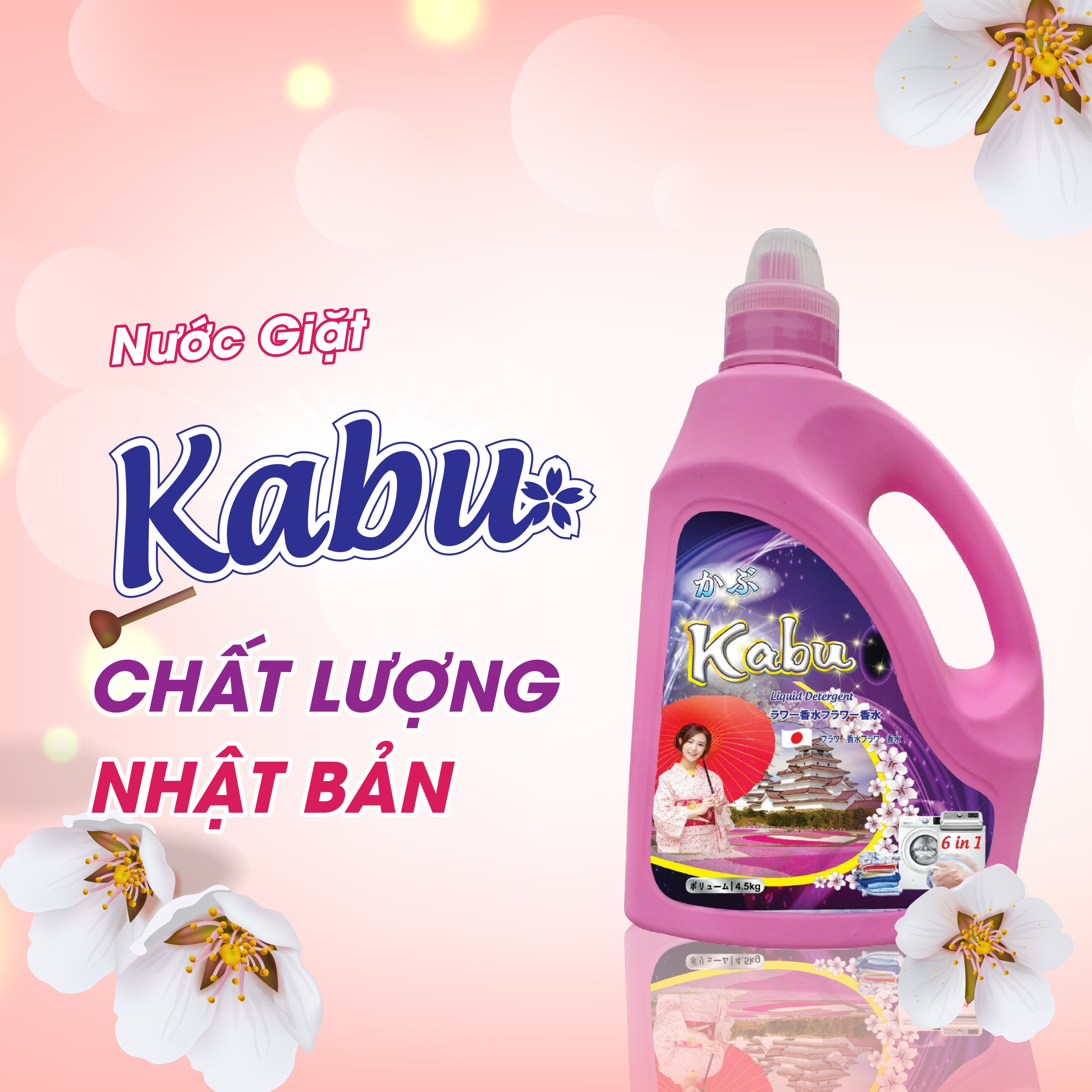 NƯỚC GIẶT ĐẬM ĐẶC KABU HƯƠNG CÁ NGỰA SIÊU SẠCH VÀ THƠM 4,5 LÍT