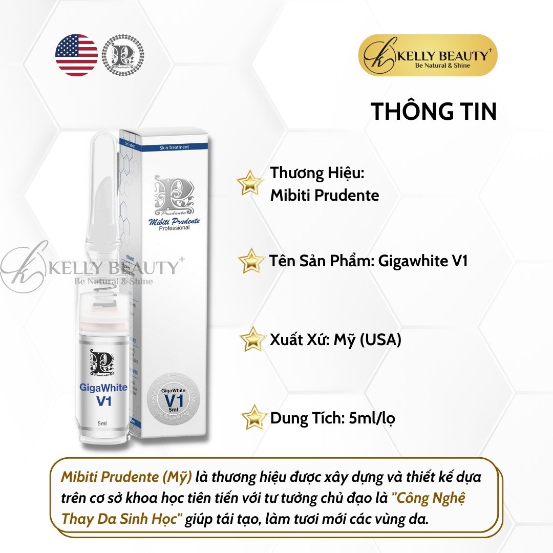 Kem Dưỡng Mibiti Prudente Gigawhite V1 - Khử Thâm, Dưỡng Hồng Cô Bé; Trẻ Hóa Và Giảm Nếp Nhăn - Kelly Beauty