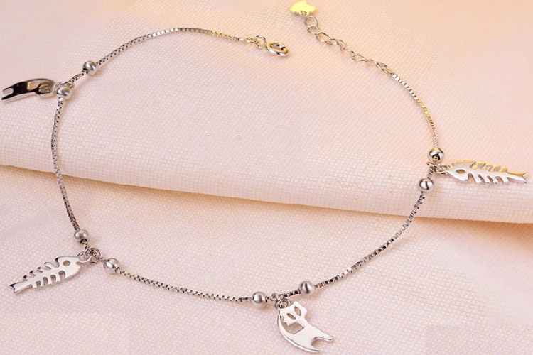 Lắc chân hình xương cá độc lạ - Lắc chân bạc con báo sang chảnh thiết kế ngộ nghĩnh LCNU63