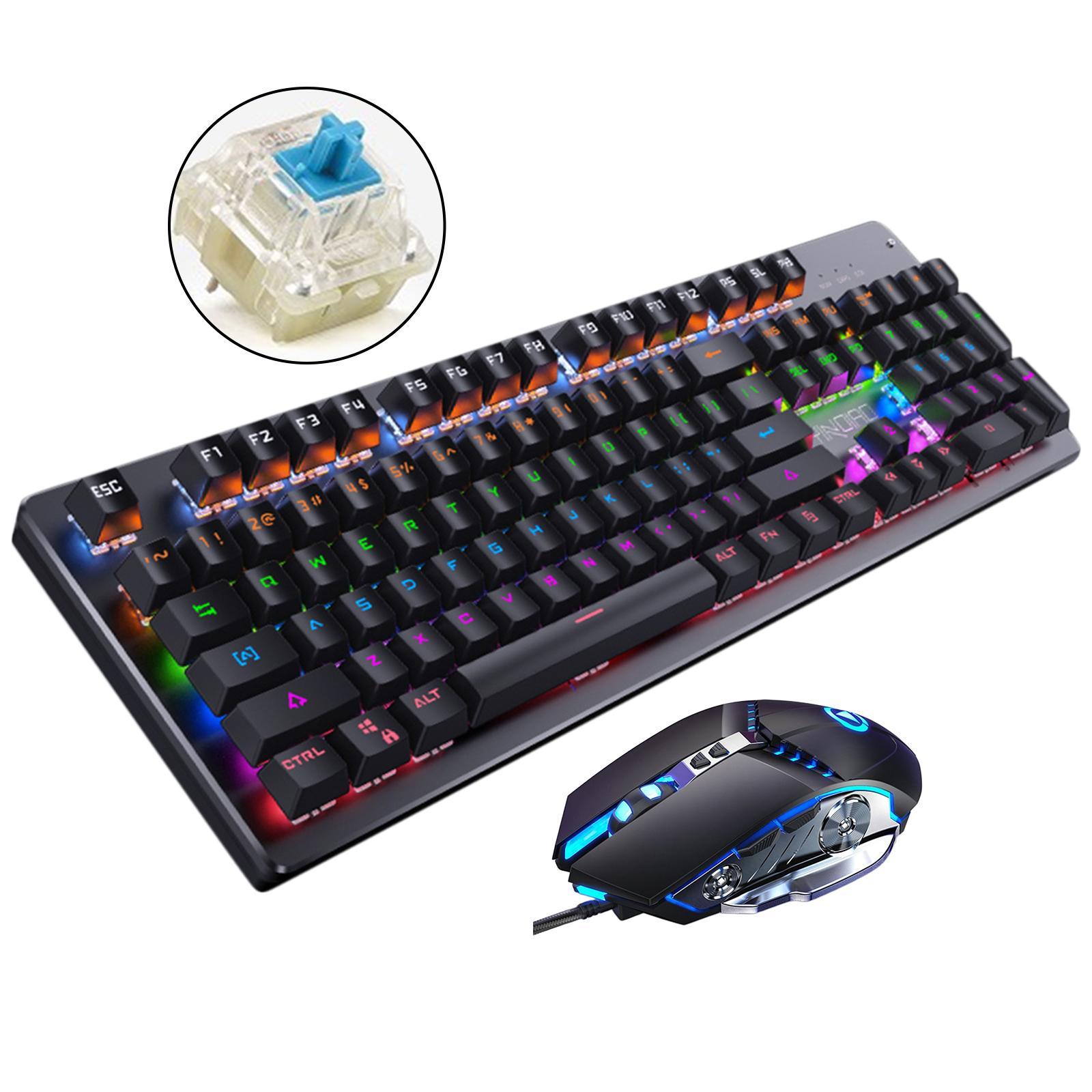 Wired and Mouse Combo Mouse for Windows PC Computer Set A Blue switch
