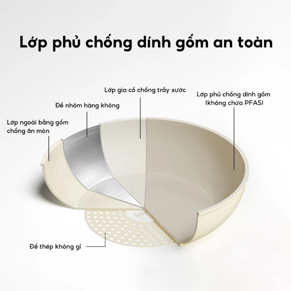 Bộ 3 Nồi Chảo Đá Gốm Chống Dính Mishio 5 Món - Tay Cầm Tháo Rời, Không Chứa PFAS/PTFE/PFOA, Dùng Mọi Loại Bếp - hàng chính hãng