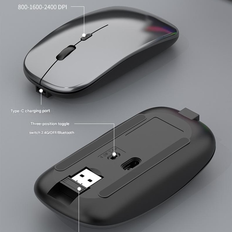 Bàn phím chuột không dây mini W909 - pin sạc - Bluetooth 5.0 + Usb2.4G cho PC Laptop Srmartphone hàng nhập khẩu