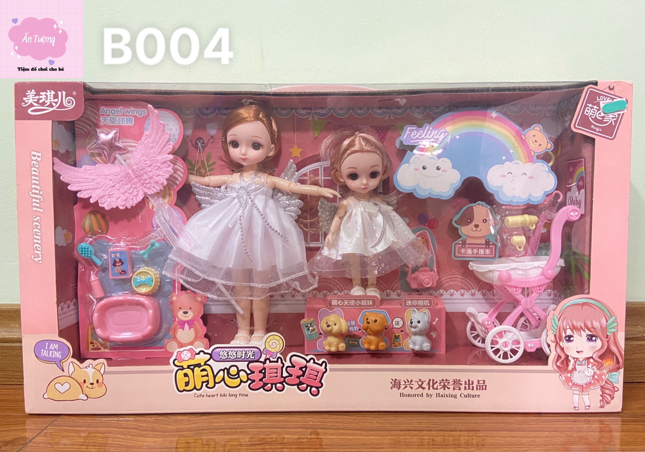 Đồ chơi búp bê- Hộp công chúa búp bê Barbie, búp bê BJD khớp xoay váy hồng kèm phụ kiện túi xách, kính mắt, nhẫn cho bé