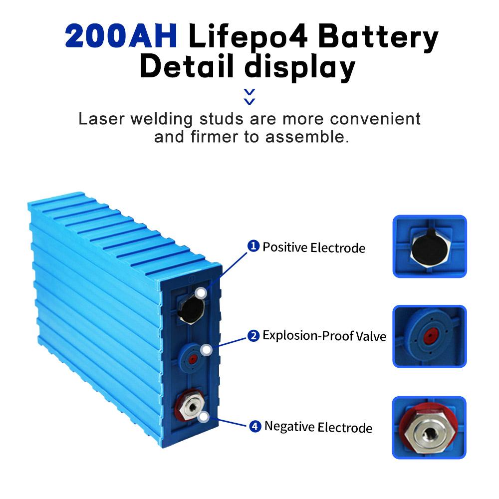 3.2V 200AH Lifepo4 Pin năng lượng mặt trời Lithium Sắt Phosphate Chu kỳ sâu 12V 24V 48V Tế bào DIY cho xe điện dân gian EV RV Golf Màu sắc: 4 CÁI