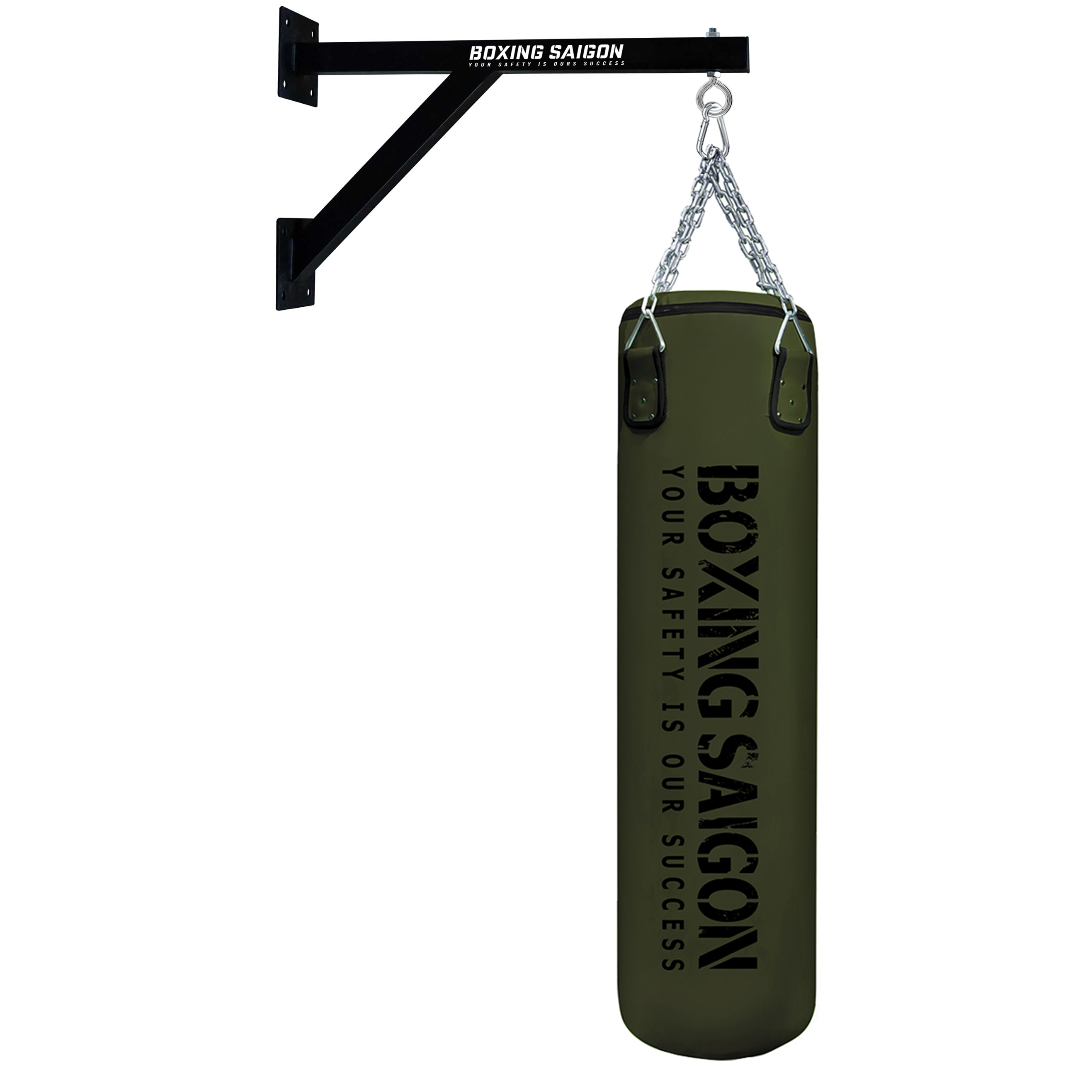 Combo Bao Cát Treo Boxing Punching Bag 1M2 &amp; Khung Treo ( Dây Xích ) - Xanh rêu