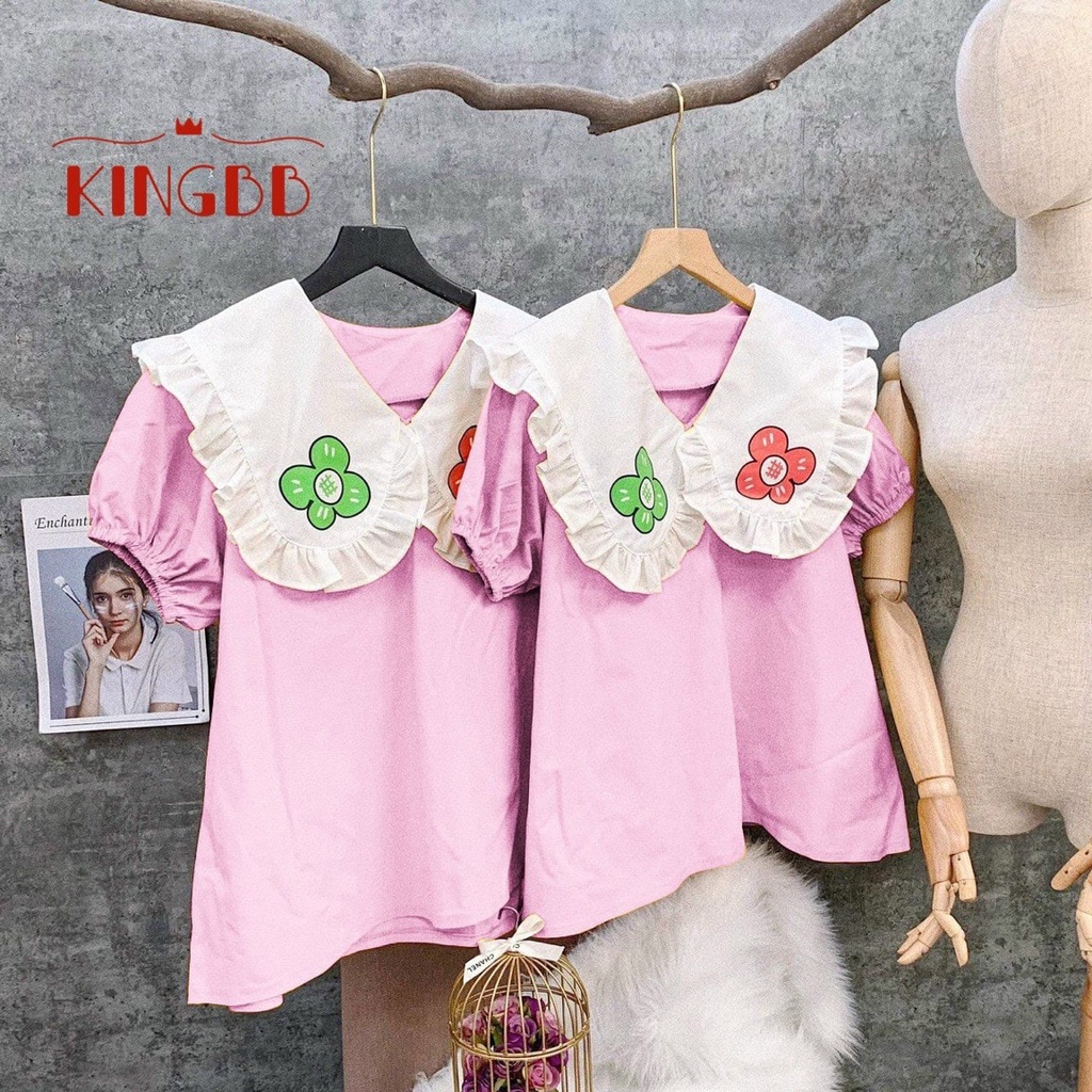 Đầm váy babydoll phối hoa cho bé gái đi chơi đi học mát từ 12-40kg hàng thiết kế cao cấp