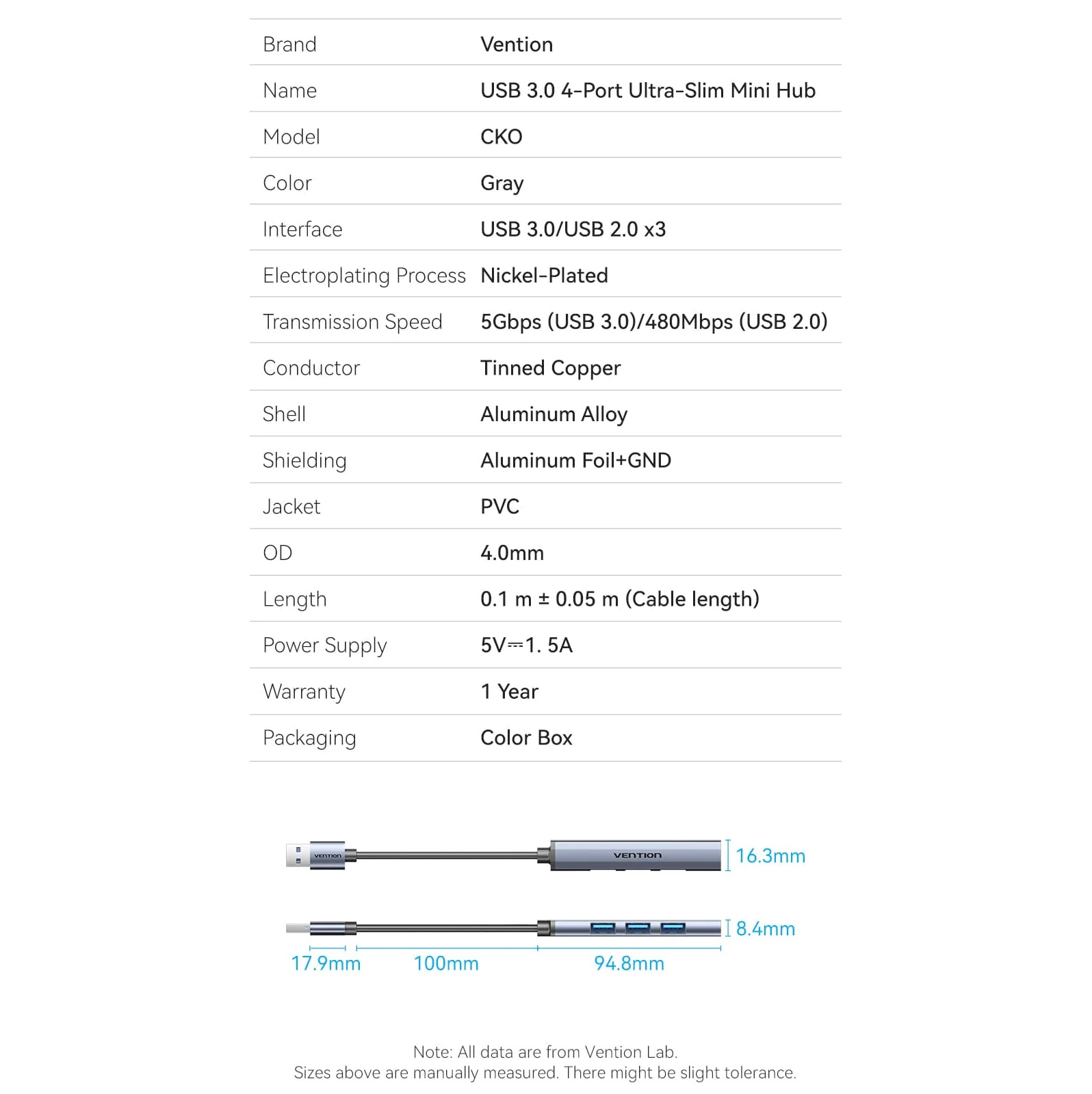 Hub USB mini  thiết bị chia cổng USB 3.0 của laptop ra 4 cổng USB 3.0 và USB2.0  Vention CK0 _ Hàng chính hãng