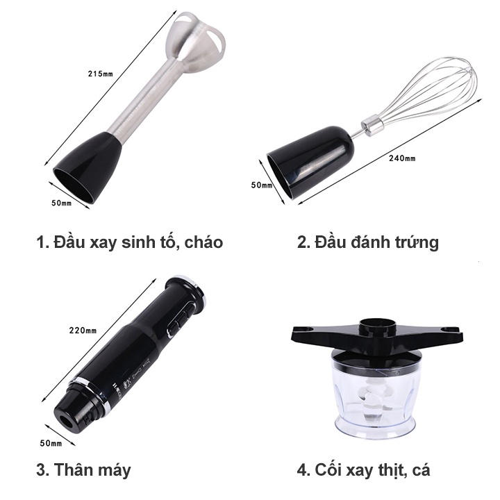 Máy Xay Cầm Tay Đa Năng HAEGER - Công Suất 600W - Hàng Chính Hãng