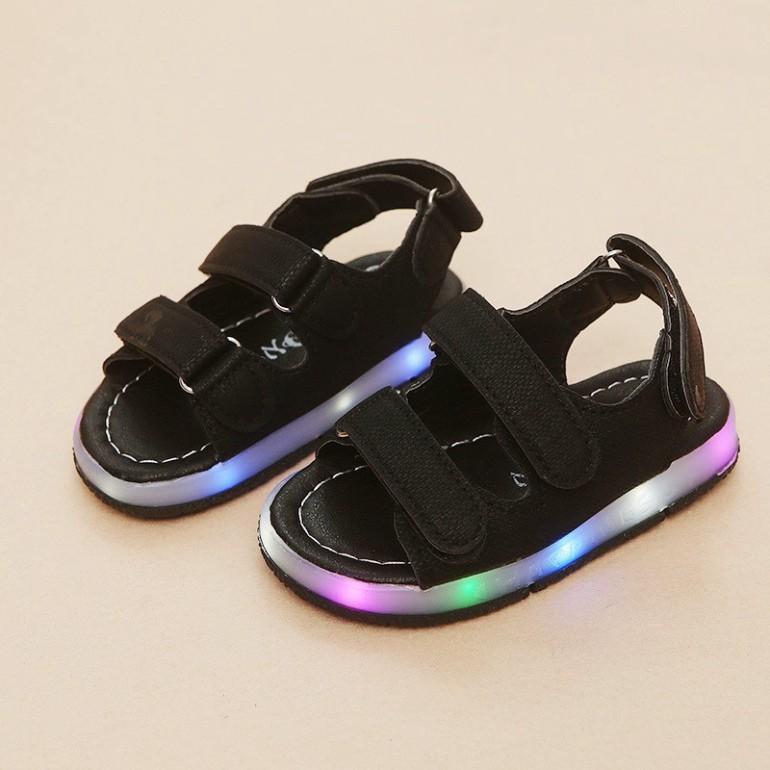 Giày sandal quai dán thiết kế đế có đèn LED cho bé