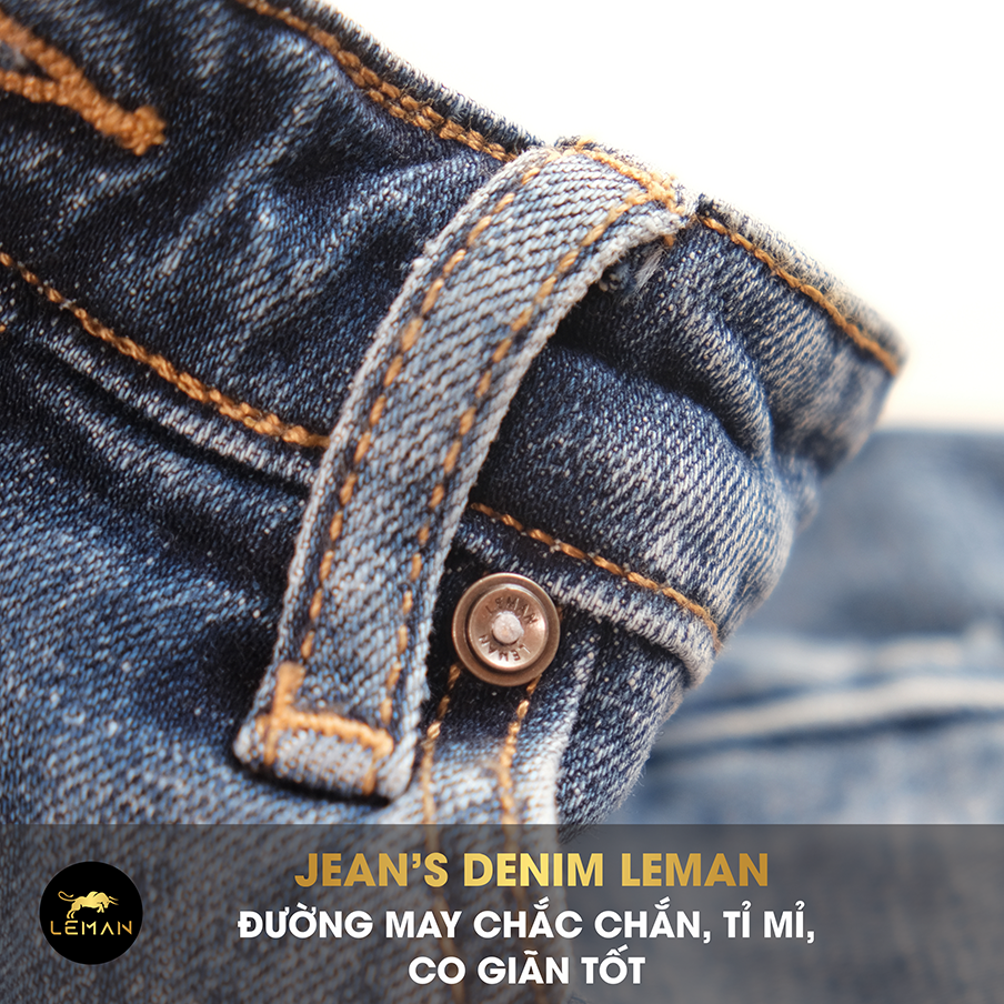 Hình ảnh Quần Jean nam Leman xanh trơn JD02 - Slim Form