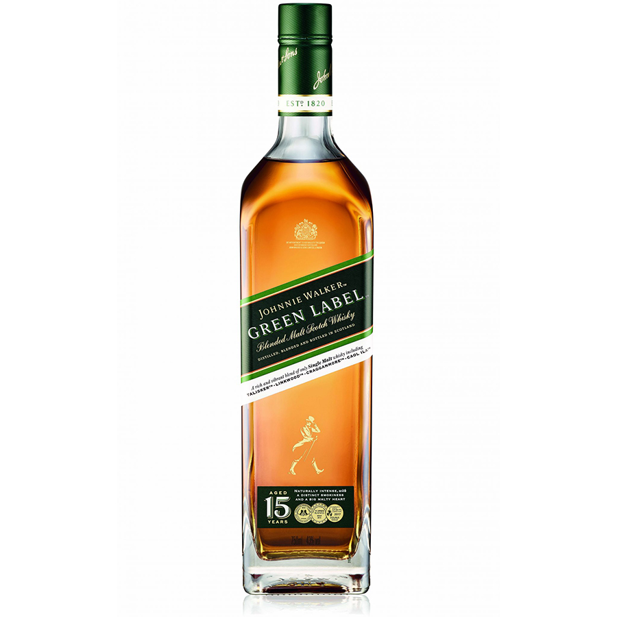 Rượu Blended Whisky Johnnie Walker Green Label 15 YO 43% 750ml có hộp