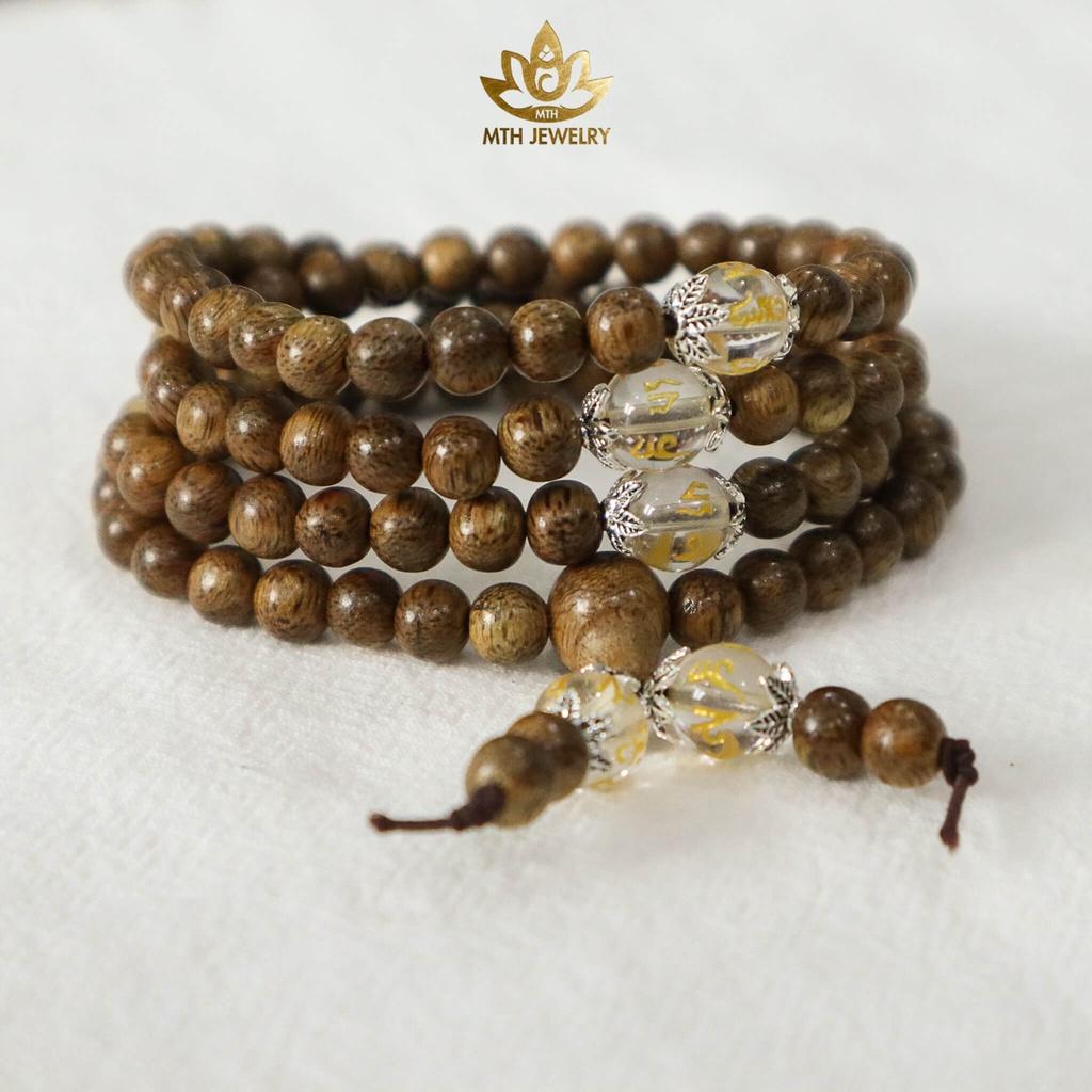 Vòng Tay Trầm Đính Đá Ngũ Sắc Trợ Mệnh Omani - Đá Mã Não - Phong Thủy Theo Mệnh - Trầm Tốc Tự Nhiên 100%