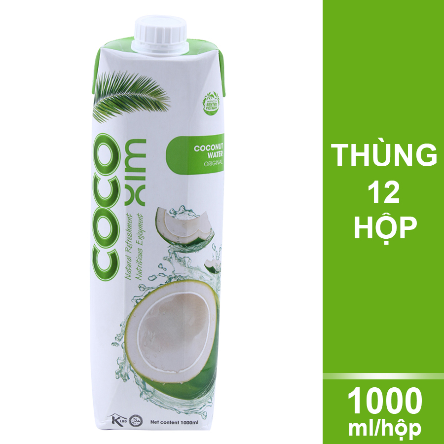 Thùng 12 Hộp Nước Dừa Cocoxim Xanh (1000ml x12 Hộp)