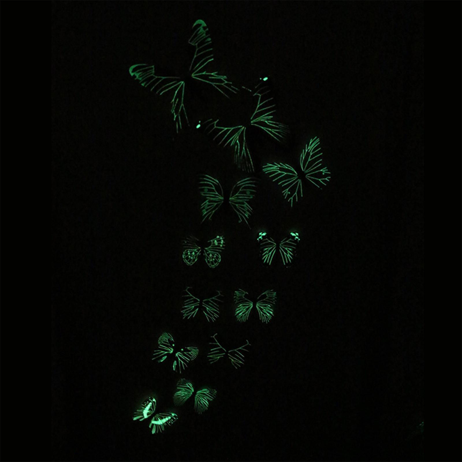 12Pcs Butterfly Stickers Garden Decoration Luminous 3D Butterfly Wall Decals