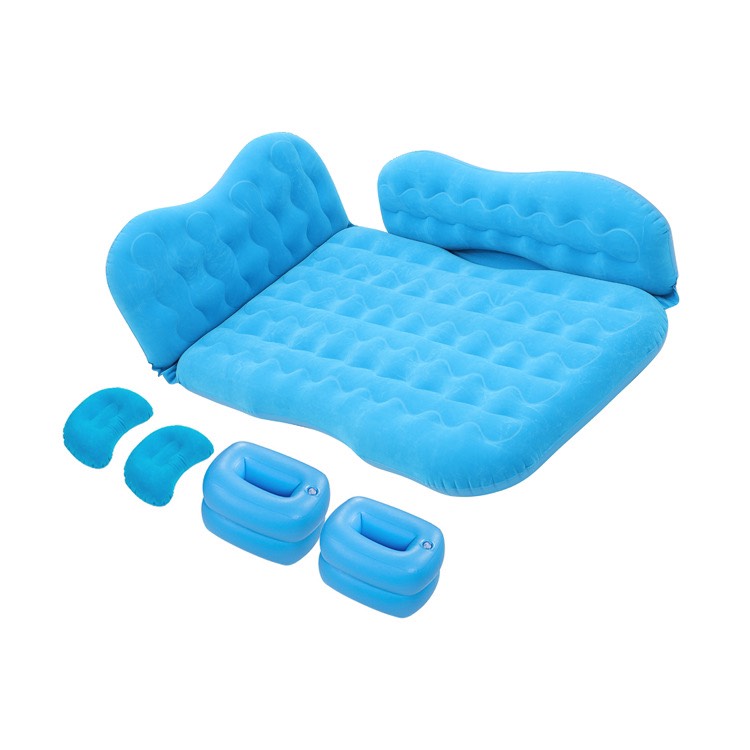 Đệm hơi giường hơi ô tô 5 chỗ 7 chỗ vải nhung cao cấp êm mịn thoáng mát chân rời tiện dụng đi du lịch picnic - Màu Xanh
