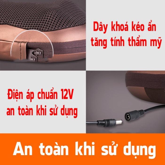 Gối Matxa Hồng Ngoại Loại Mới 8 Bi Đa Năng Giảm Căng Thẳng, Mệt Mỏi, Giảm Đau Lưng, Vai Gáy