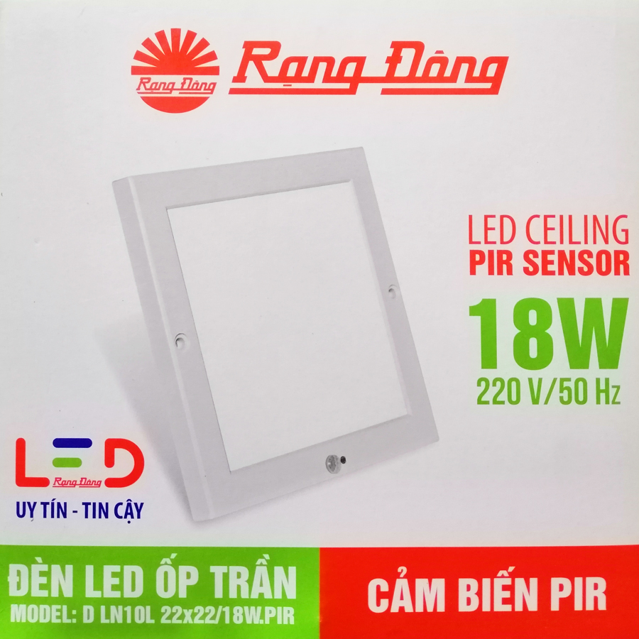 Đèn LED ốp trần  siêu mỏng cảm biến 18W Rạng Đông , Model D LN 10L 22x22/18w..PIR